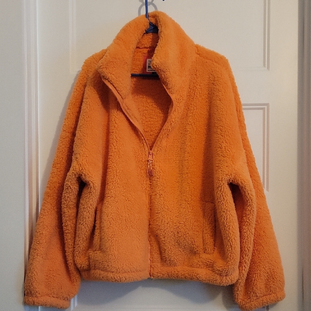 American Eagle Outfitters Vibrant Orange Teddy Jacket